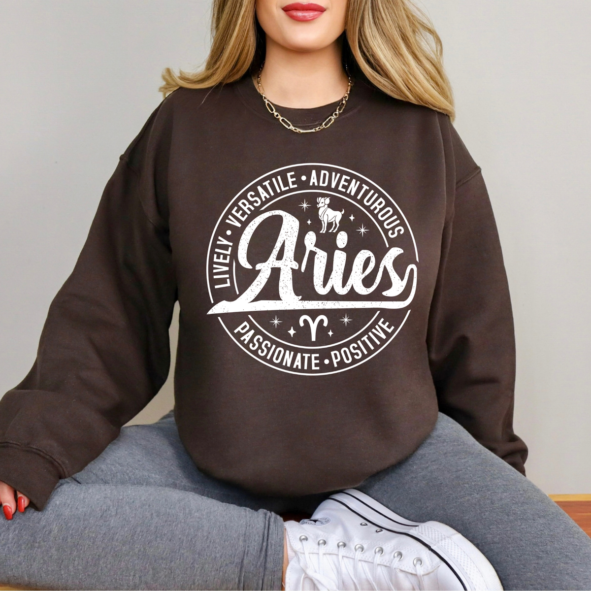 Aries Zodiac T-Shirt : Celestial Charm Aries Distressed Apparel