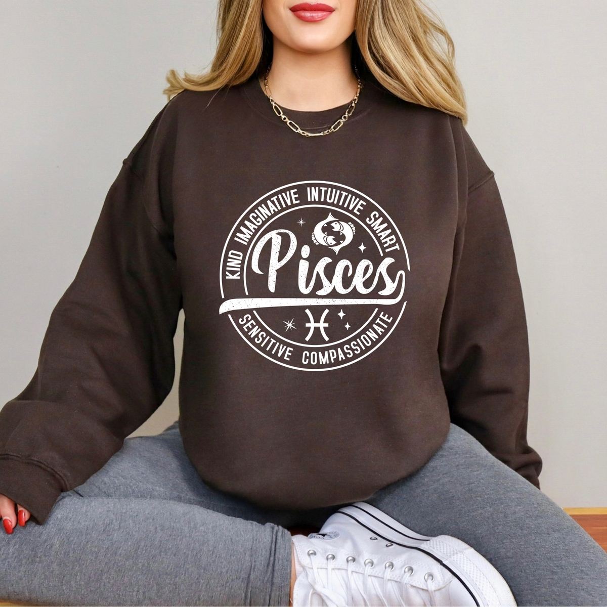 Pisces Zodiac T-Shirt : Celestial Charm Pisces Distressed Apparel