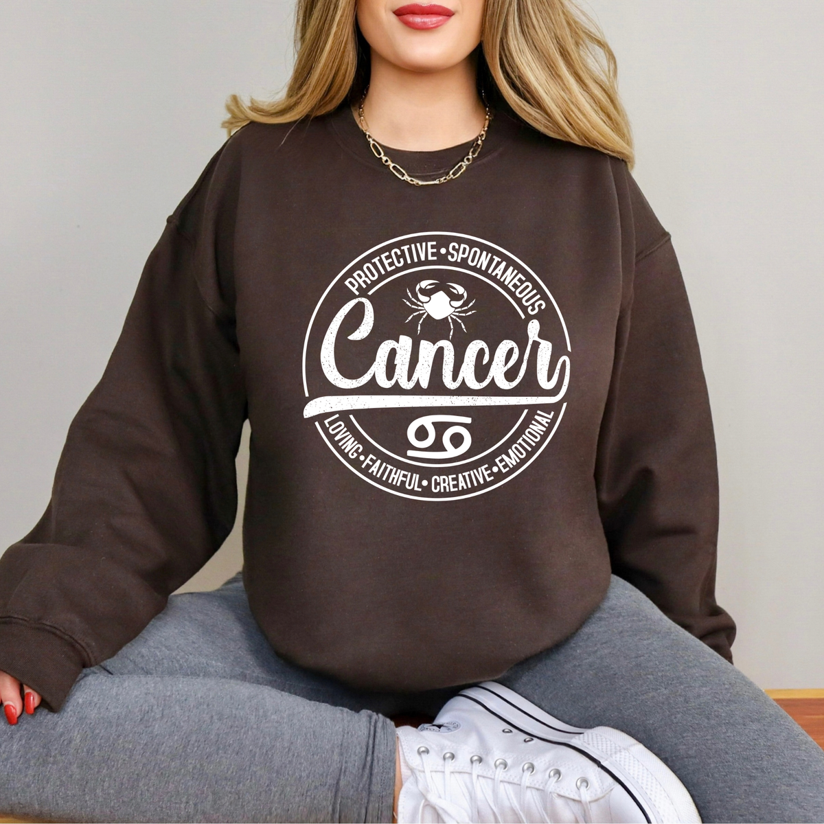 Cancer Zodiac T-Shirt : Celestial Charm Cancer Distressed Apparel