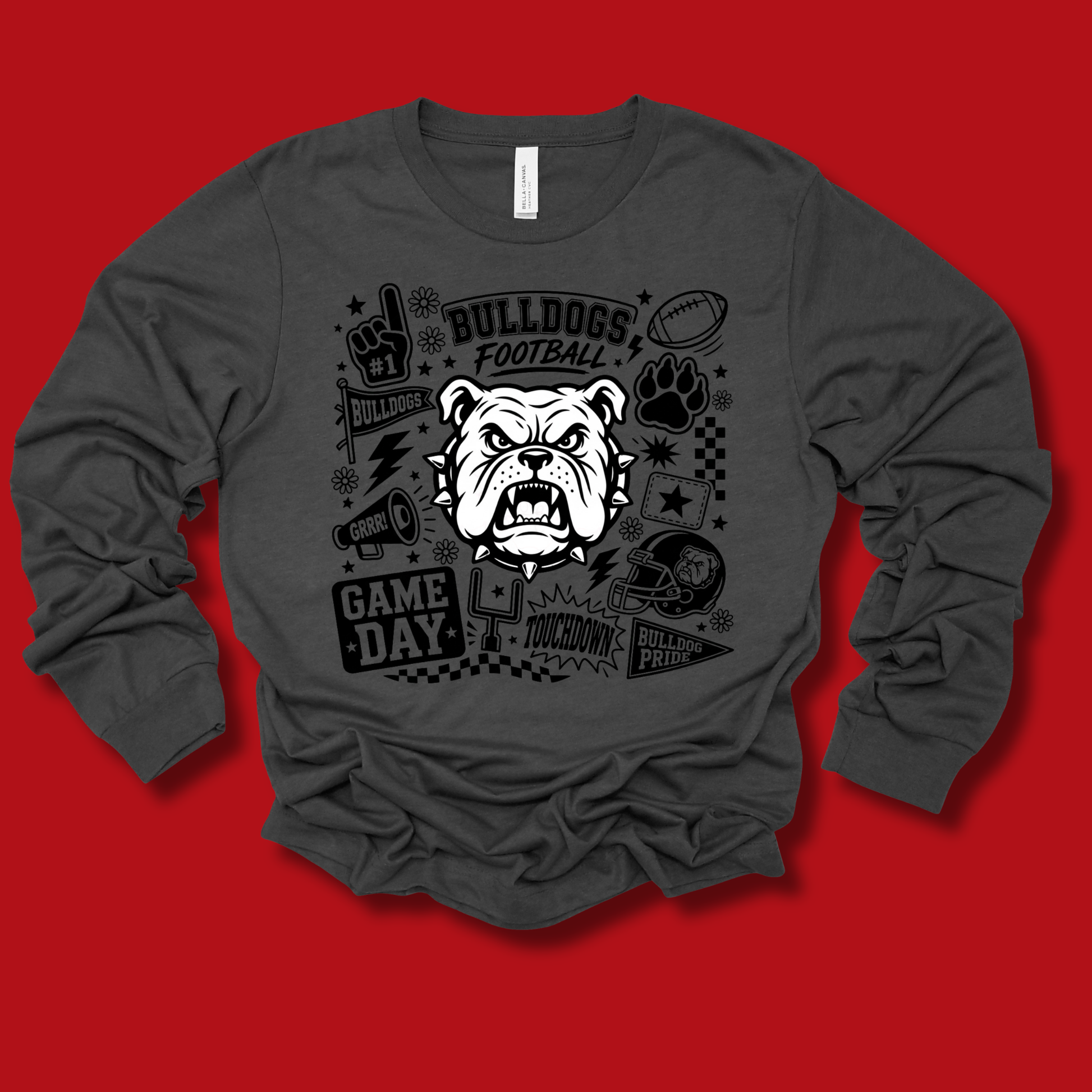 Bulldogs Football Spirit T-shirt - Game Day Bulldog Mascot & Touchdown Apparel