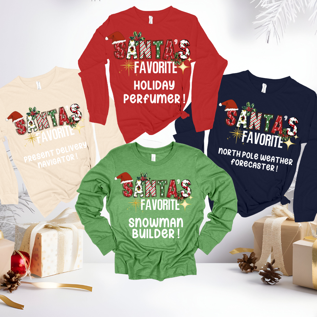 Funny Family "Santa's Favorite" Christmas Holiday Santa Graphic Unisex Shirt