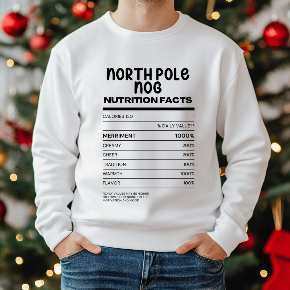 Family Funny Matching Christmas Food Nutritional Facts white Bella Canva Long Sleeve Tshirt