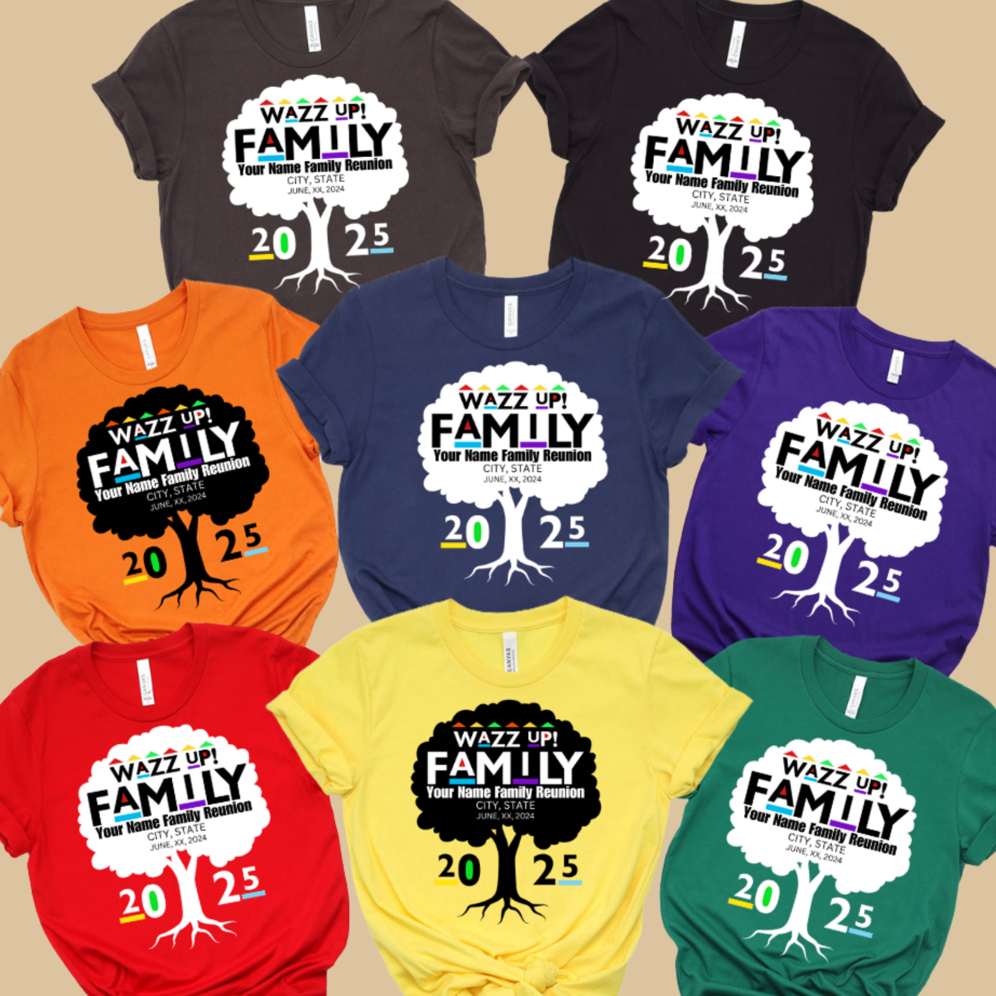 Family Reunion Shirt - WAZZ UP! FAMILY - PERSONALIZED Family Reunion 2025 Tee