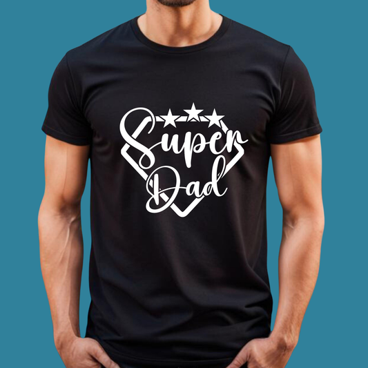 Father's Day Shirt - Super Dad - Cool Dad Comfy T-Shirt - Man Black Fathers Day Tee