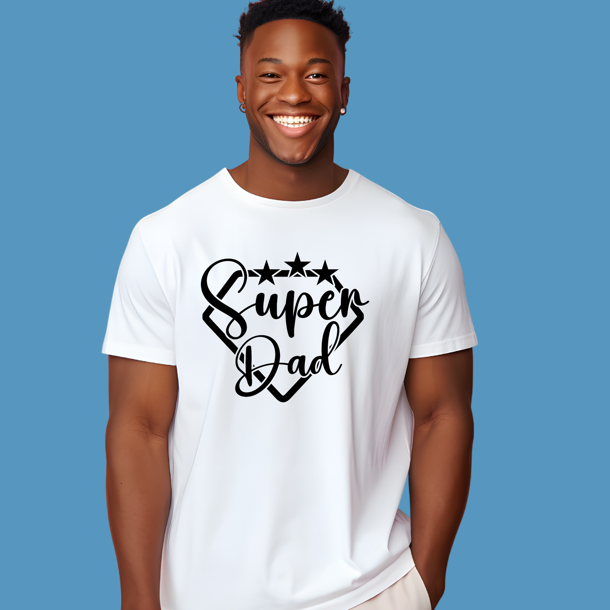 Father's Day Shirt - Super Dad - Cool Dad Comfy T-Shirt Black Father White Tee 