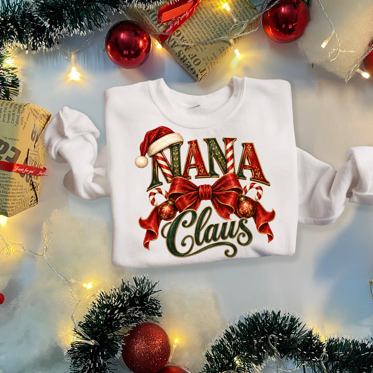 Nana Claus Christmas Shirt - Vintage "NANA Claus" Christmas Apparel, Short - Long Sleeve & Crewneck Sweater