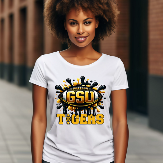 Women with White grambling Tigers University Tshirt GSU Grambling State University Tiger 1901 White Bella Canvas shirt 