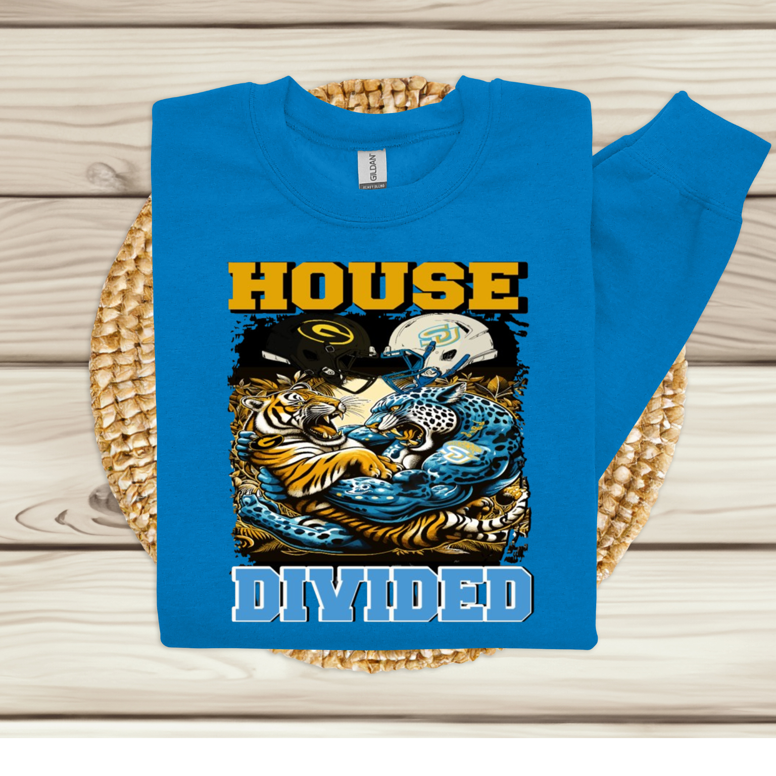 GSU Grambling State vs SU Southern University House Divided Bayou Classic Sapphire Blue Crewneck Sweatshirt