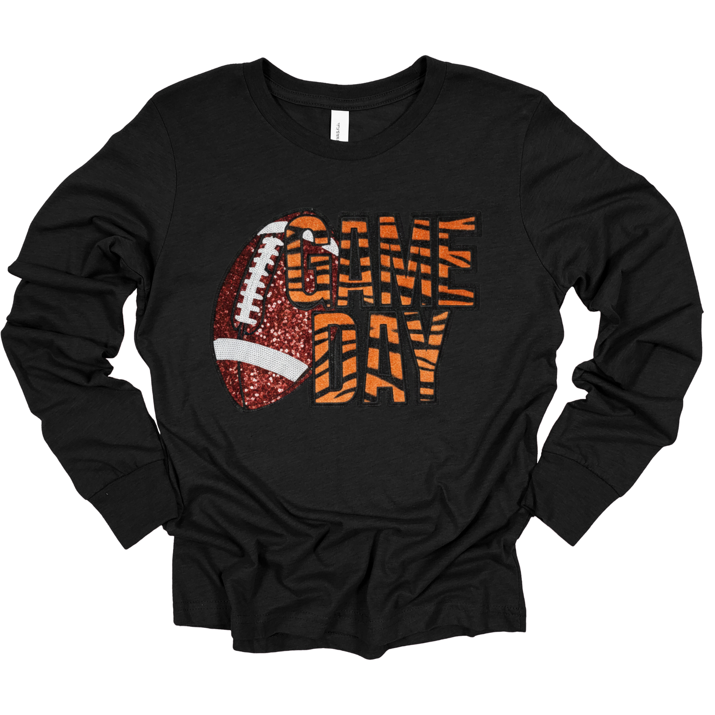 Football Game Day - Tiger Fabric Sequin Patch Shirt - Sweater or Hoodie Game Day Fan Gear