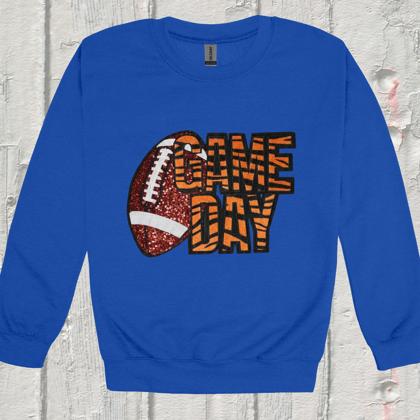 Football Game Day - Tiger Fabric Sequin Patch Shirt - Sweater or Hoodie Game Day Fan Gear