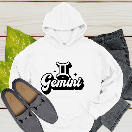 Gemini Zodiac Hoodie - Retro Gemini Horoscope Hoodie for Men & Women perfect for a personalized birthday gift