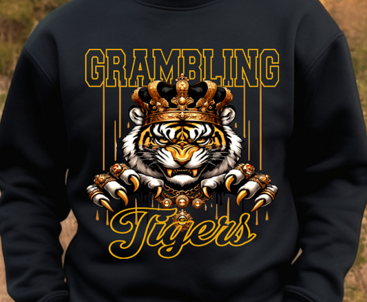 Grambling Tigers University Black Crewneck Sweater GSU Tigers 