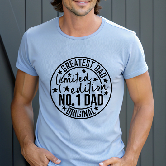 Greatest Dad Shirt - Limited Edition No.1 Dad Original Father's Day T-Shirt Heather Blue