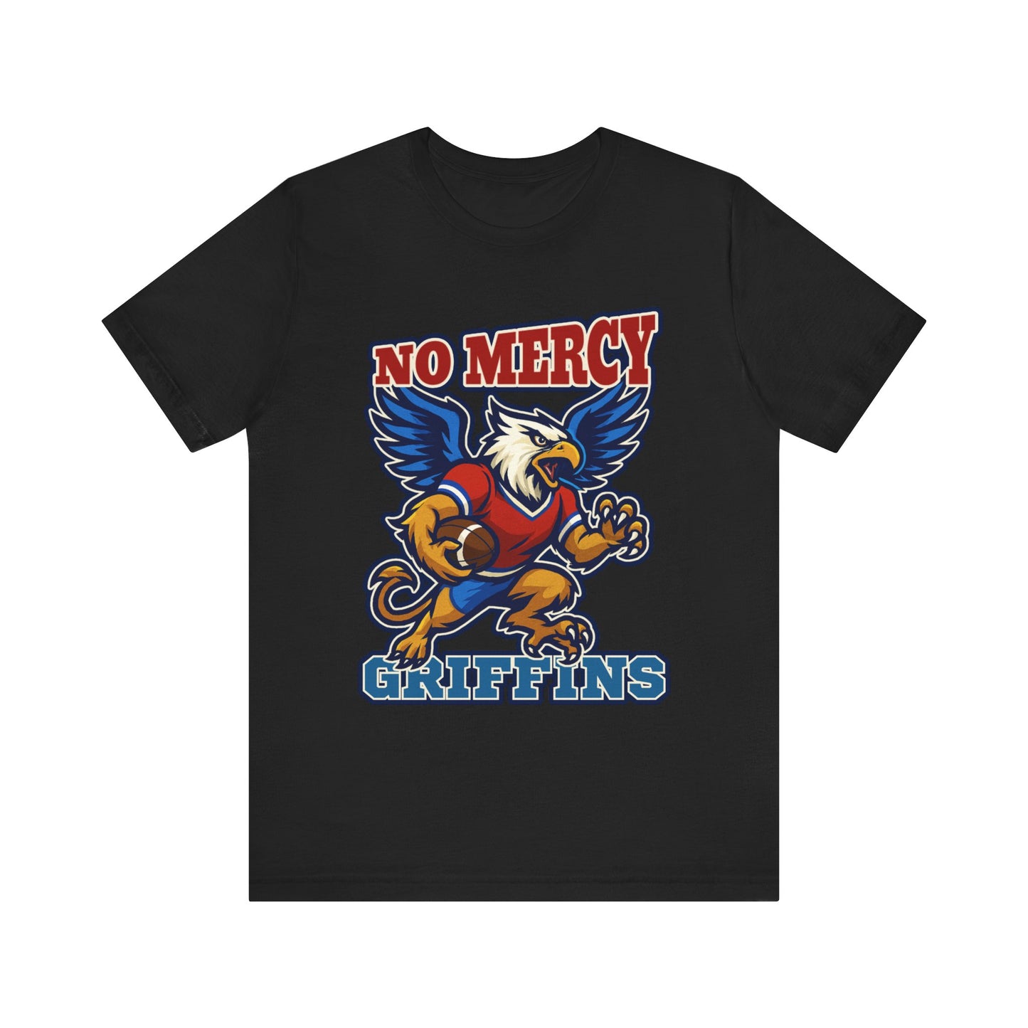 Black t-shirt with 'No Mercy Grizzlies' graphic design featuring an eagle and football on a white background.