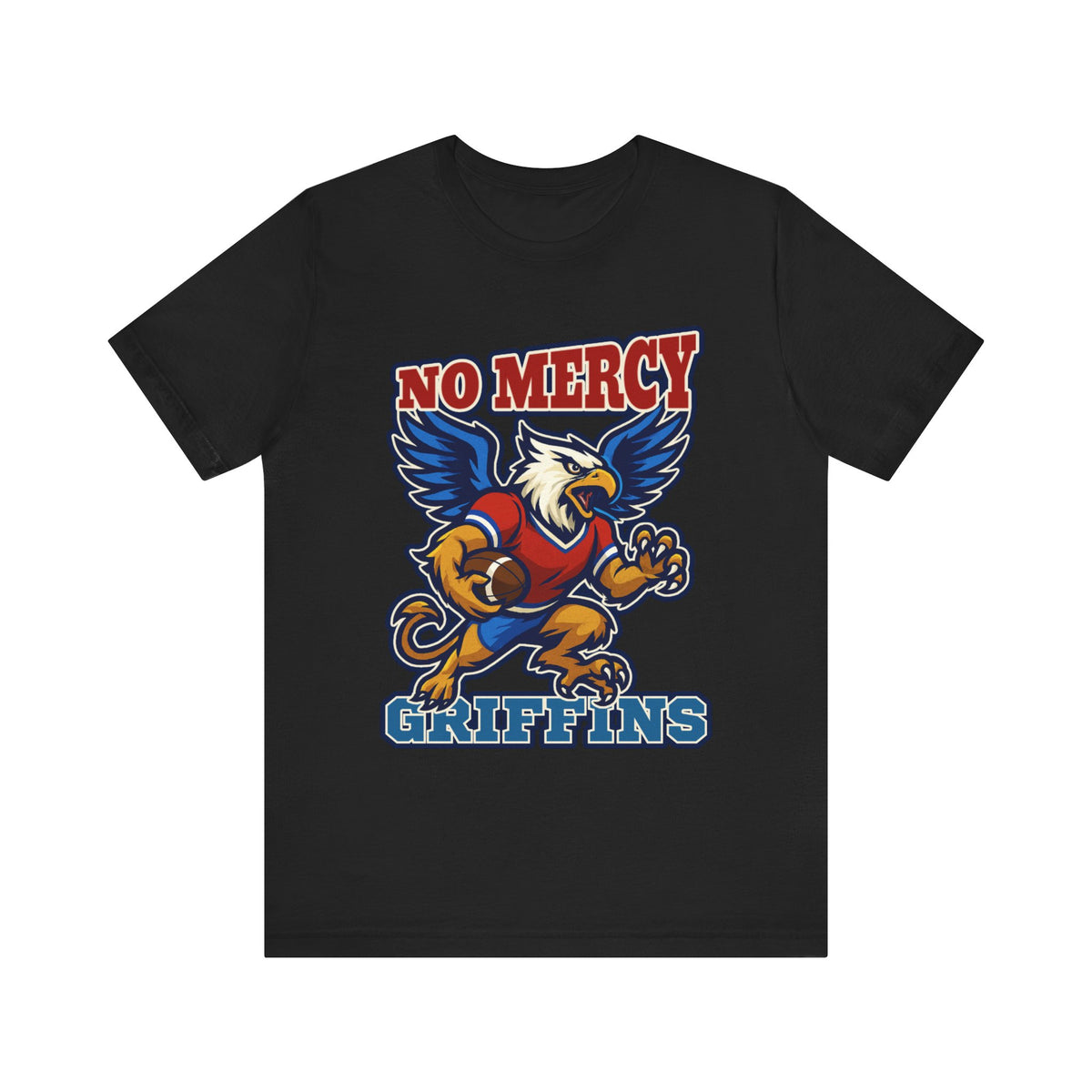 Black t-shirt with 'No Mercy Grizzlies' graphic design featuring an eagle and football on a white background.