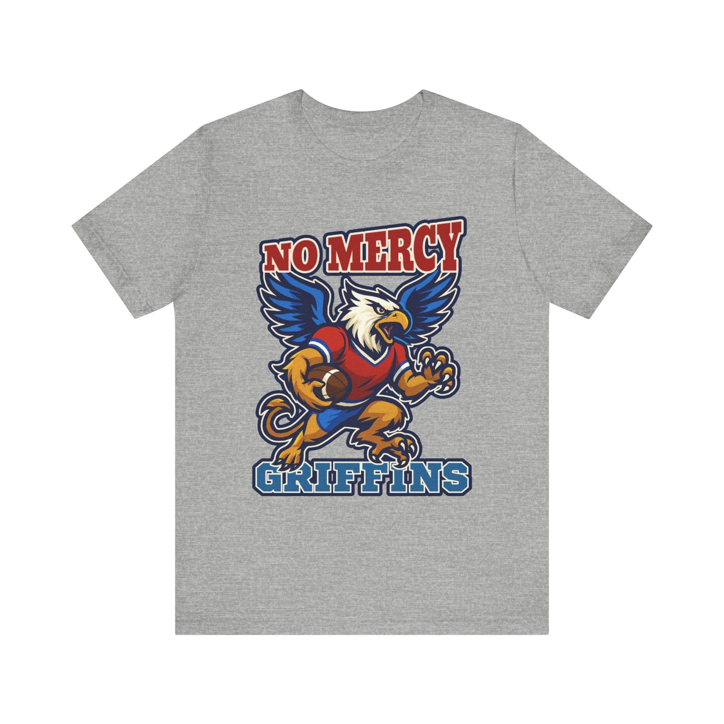 Gray t-shirt with 'No Mercy Grizzlies' graphic on a white background