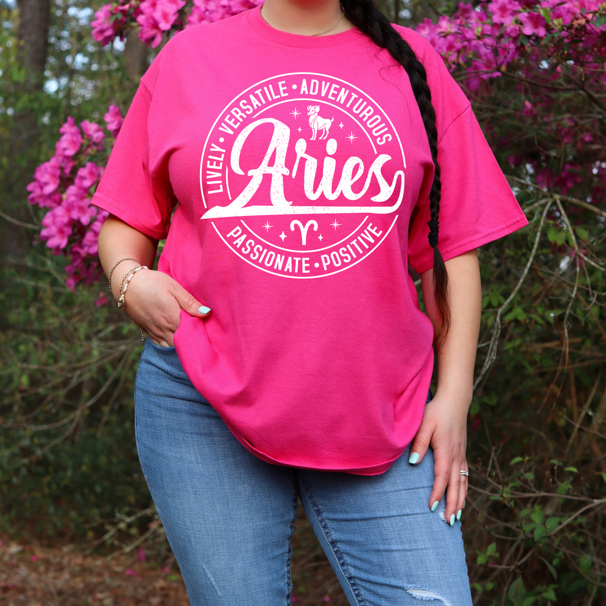 Aries Zodiac T-Shirt : Celestial Charm Aries Distressed Apparel