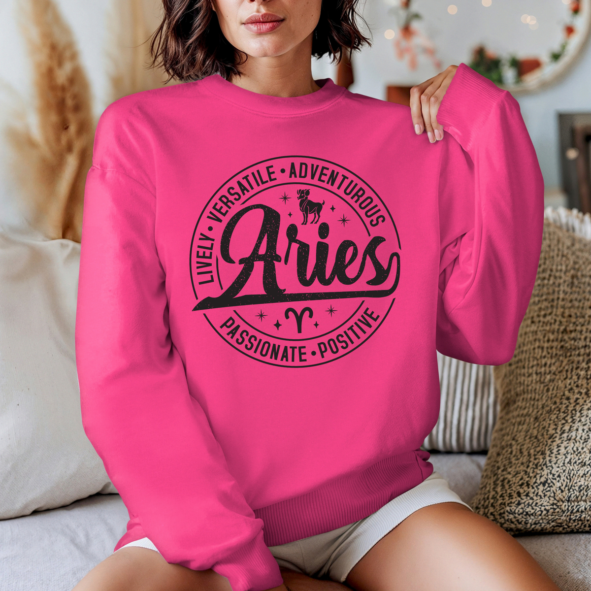 Aries Zodiac T-Shirt : Celestial Charm Aries Distressed Apparel