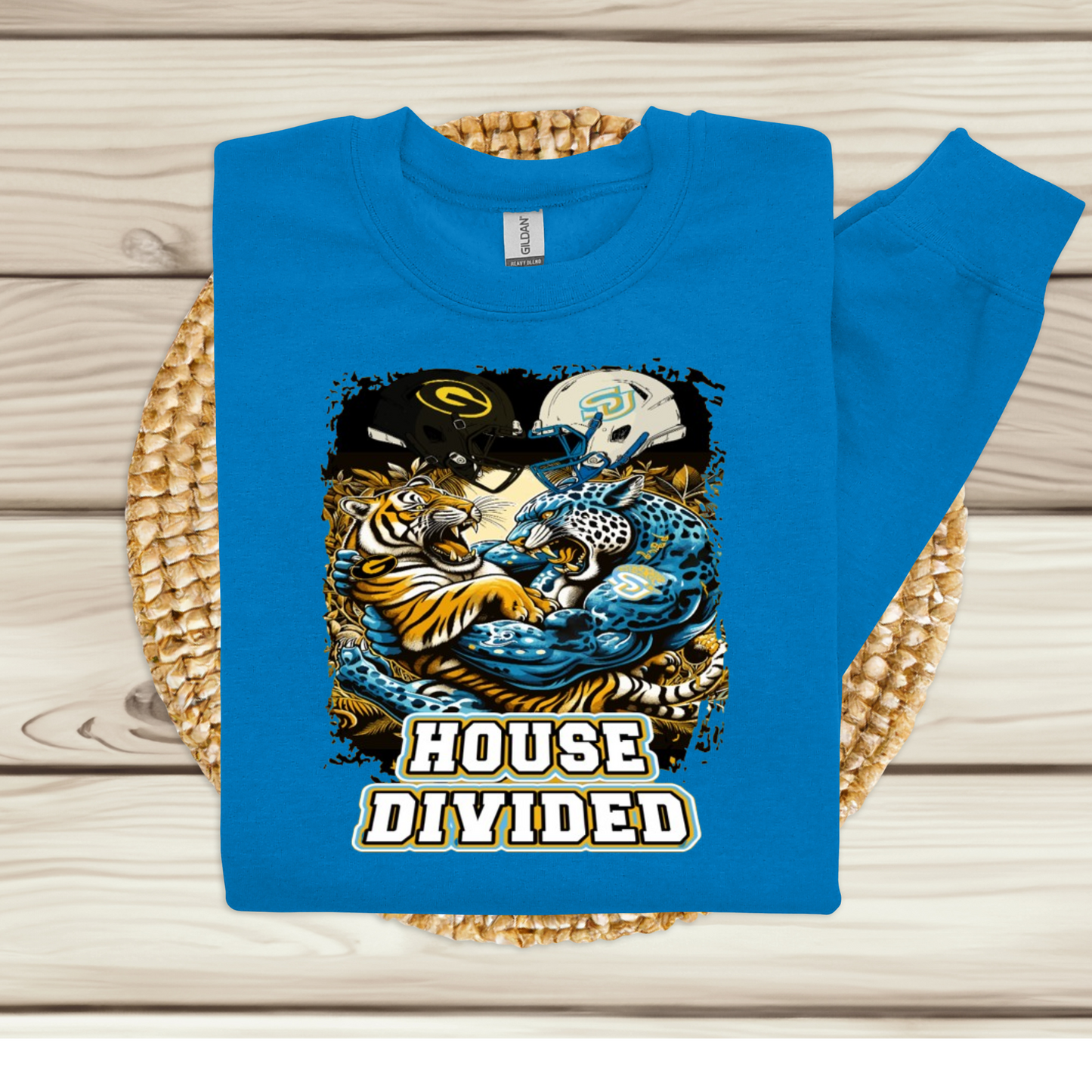 House Divided GSU Grambling vs SU Southern University Bayou Classic 2024 Sapphire Blue Crewneck Sweater