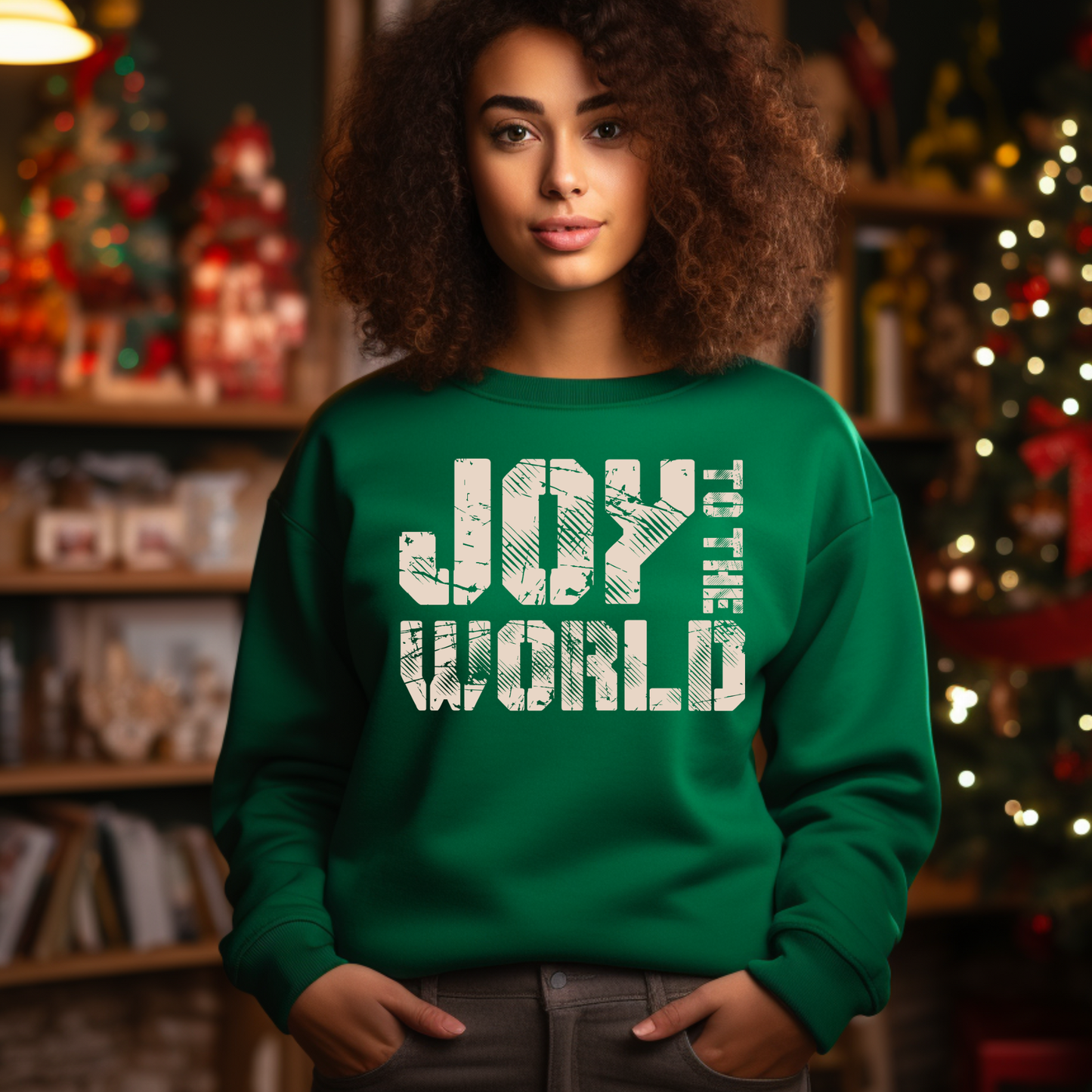 "Joy to the World" Grunge Christmas Shirt - Cozy Holiday Christmas Sweatshirt