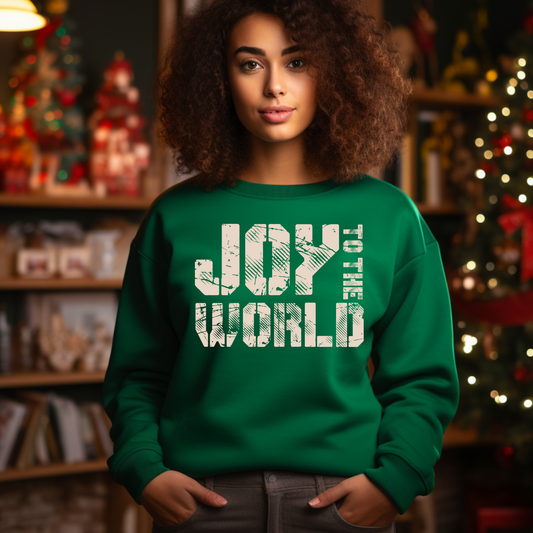 "Joy to the World" Grunge Christmas Shirt - Cozy Holiday Christmas Sweatshirt