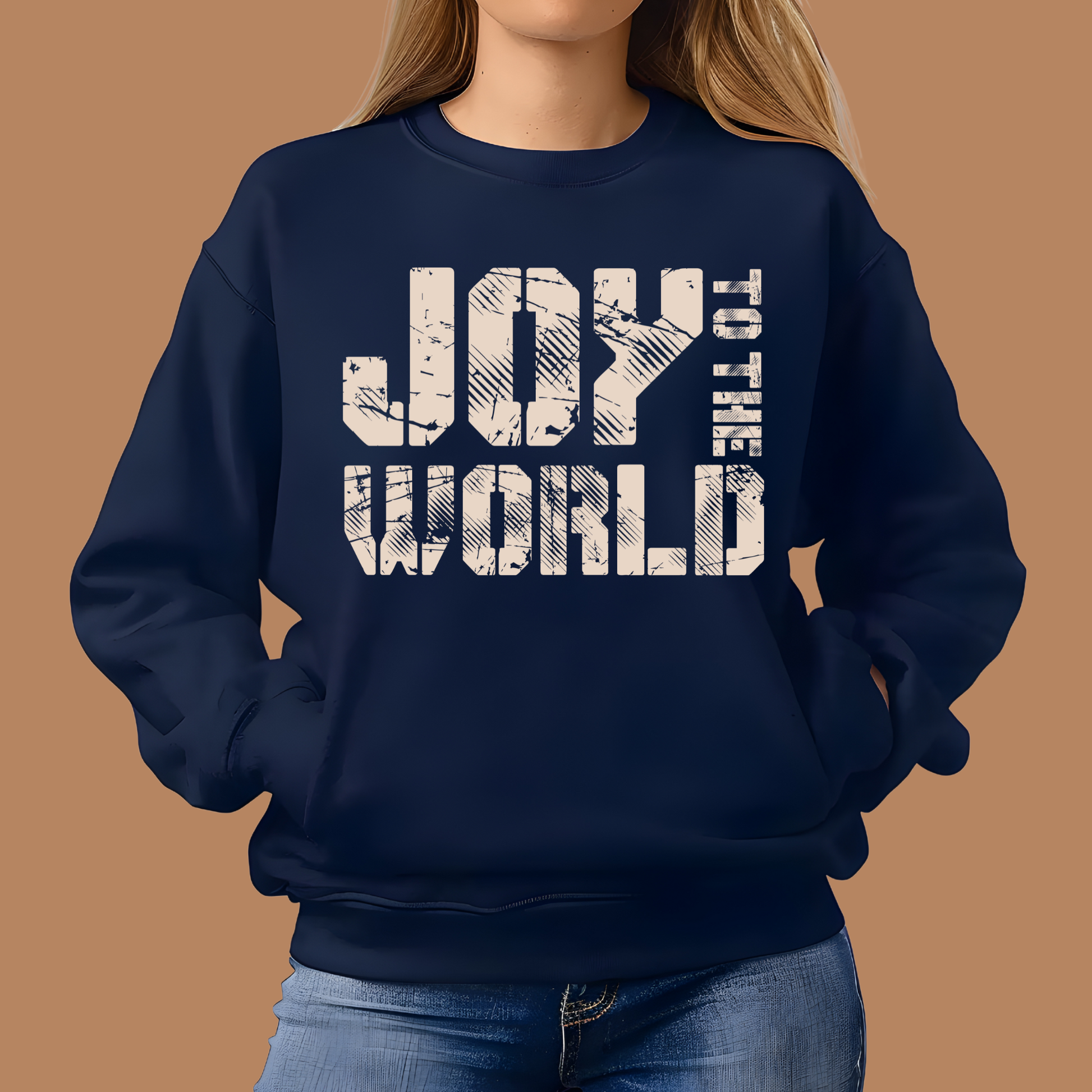 "Joy to the World" Grunge Christmas Shirt - Cozy Holiday Christmas Sweatshirt