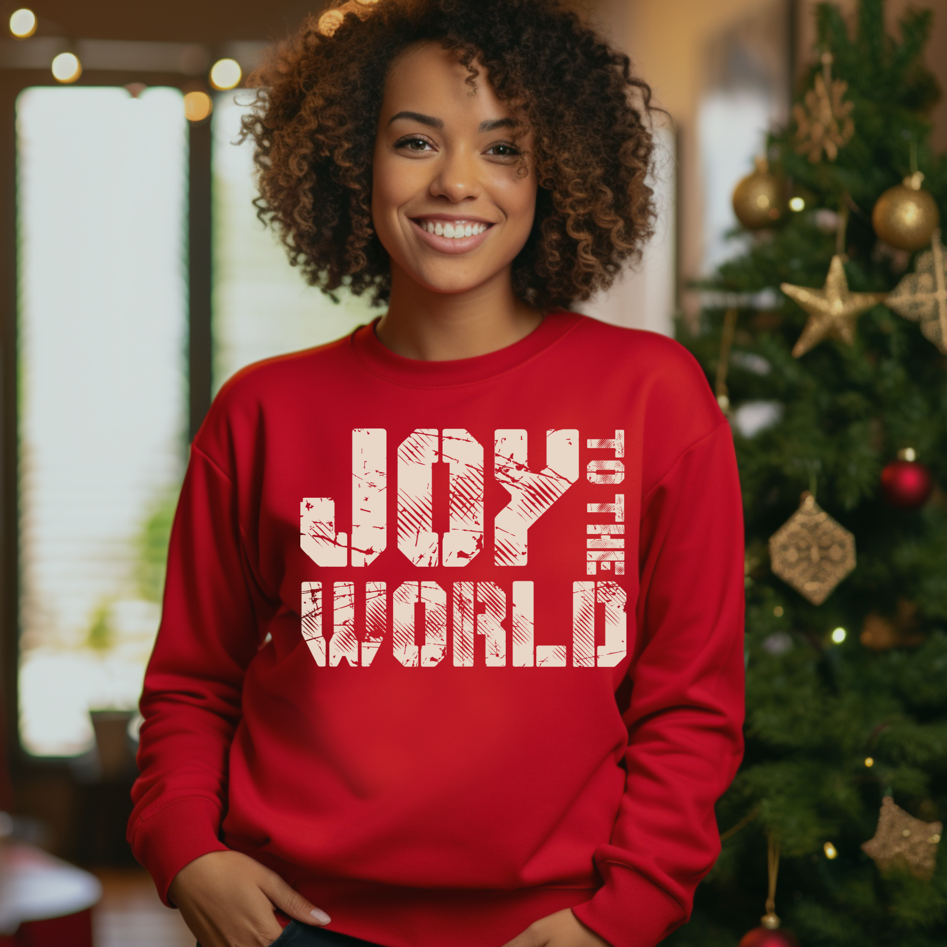 "Joy to the World" Grunge Christmas Shirt - Cozy Holiday Christmas Sweatshirt