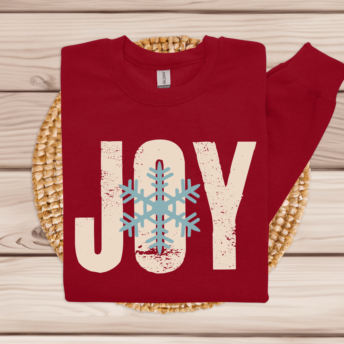 Joy Christmas Sweater - Joy Snowflake Cozy Christmas Crewneck Sweater