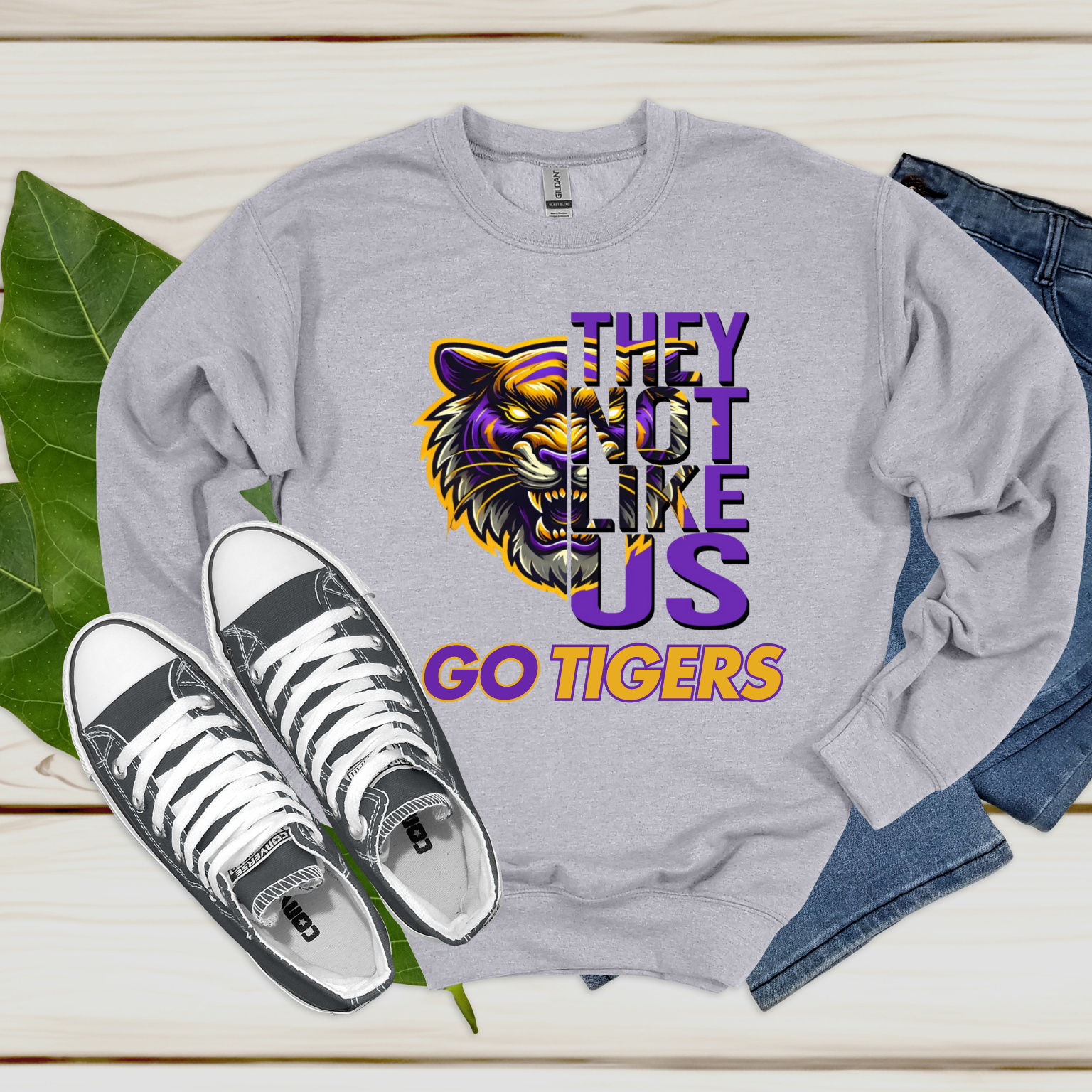 Geaux Tigers Go Tigers - They Not Like Us Go Tigers White Sweater Geaux LSU  Louisiana State University Tigers sweater