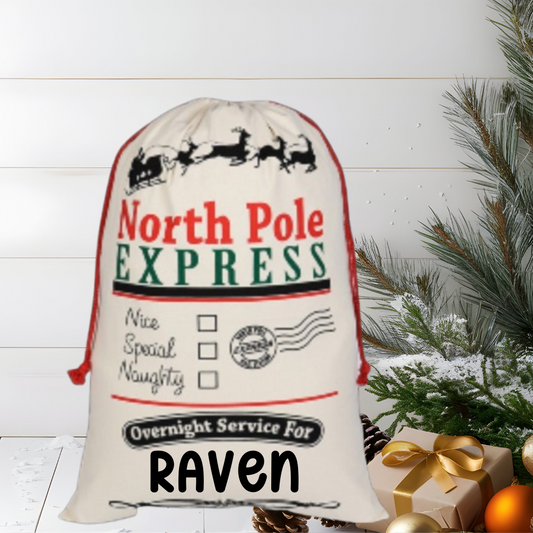 Personalized Christmas Sack, Canvas Christmas Bag, Santa Gift Sack, Holiday Gift Keepsake, Canvas Keepsake Bag, Holiday Canvas Gift Bag, Custom Holiday Gift Bag 