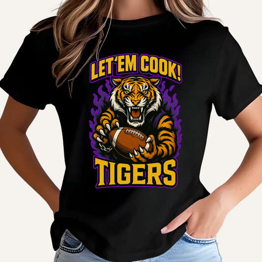 Let'em Cook Tigers Bold Graphic T-Shirt - Let'Em Cook Tigers Football Tee
