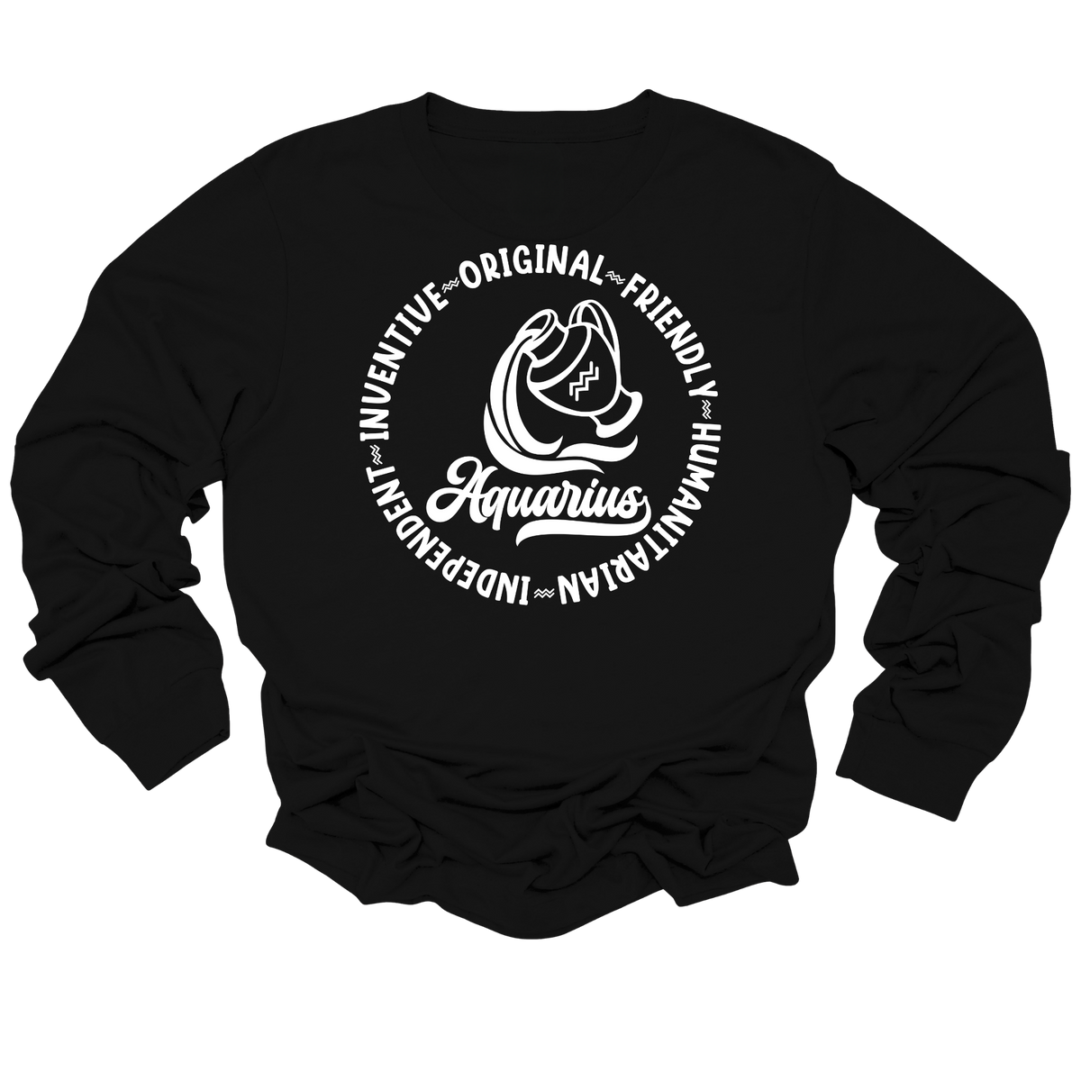 Aquarius Zodiac Shirt - Astrology Apparel, Crewneck, Long Sleeve, and Hoodie