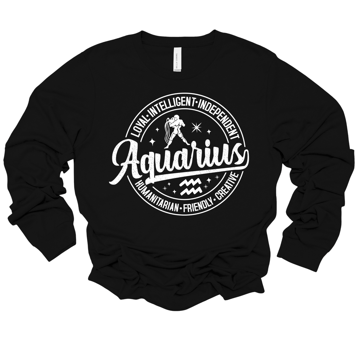 Aquarius Zodiac T-Shirt : Celestial Charm Aquarius Distressed Apparel