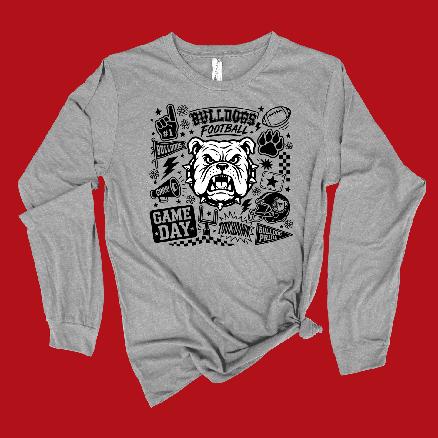 Bulldogs Football Spirit T-shirt - Game Day Bulldog Mascot & Touchdown Apparel