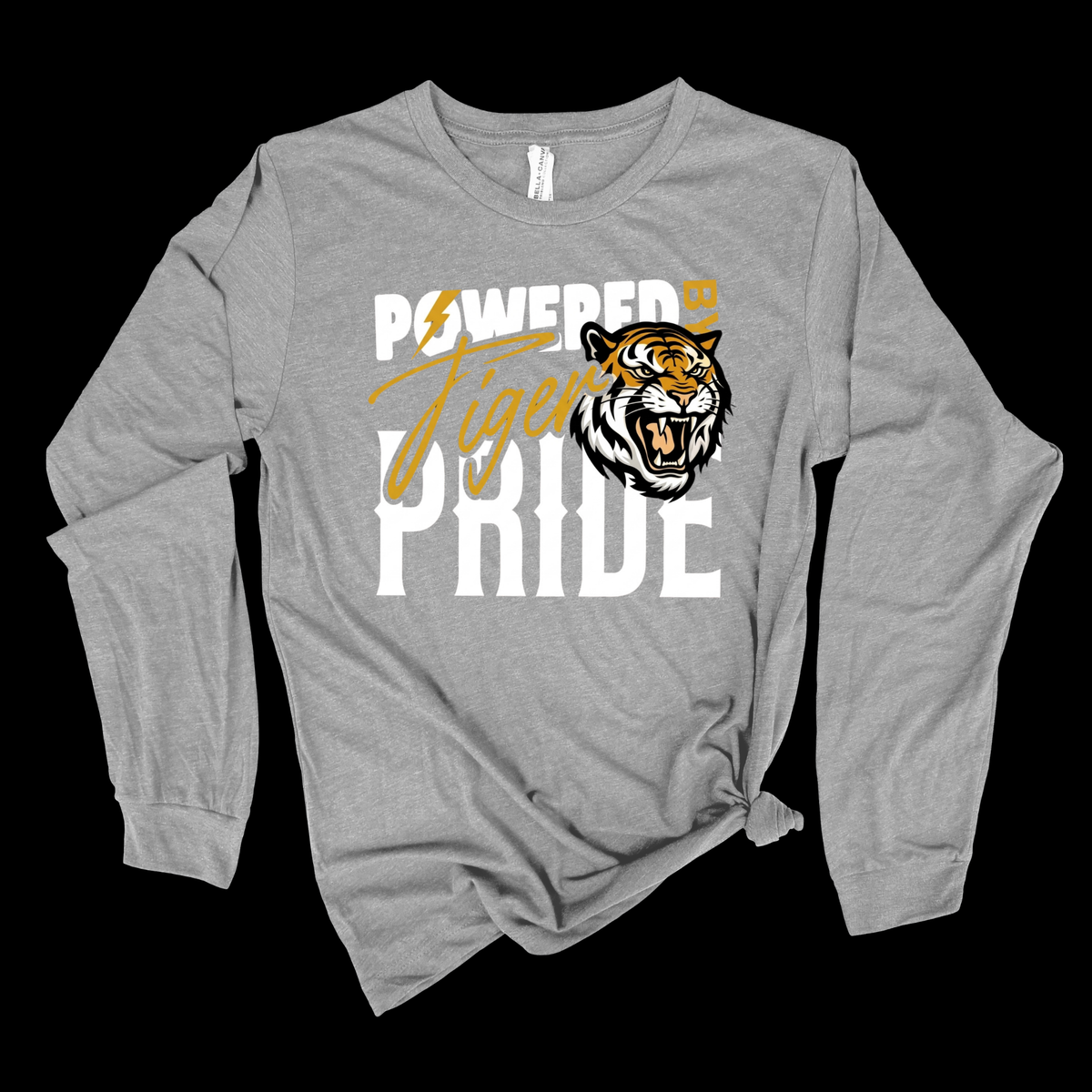 Tigers School Spirit Shirt  - "Powered by Tiger Pride" Game Day "Mascot" T-Shirt