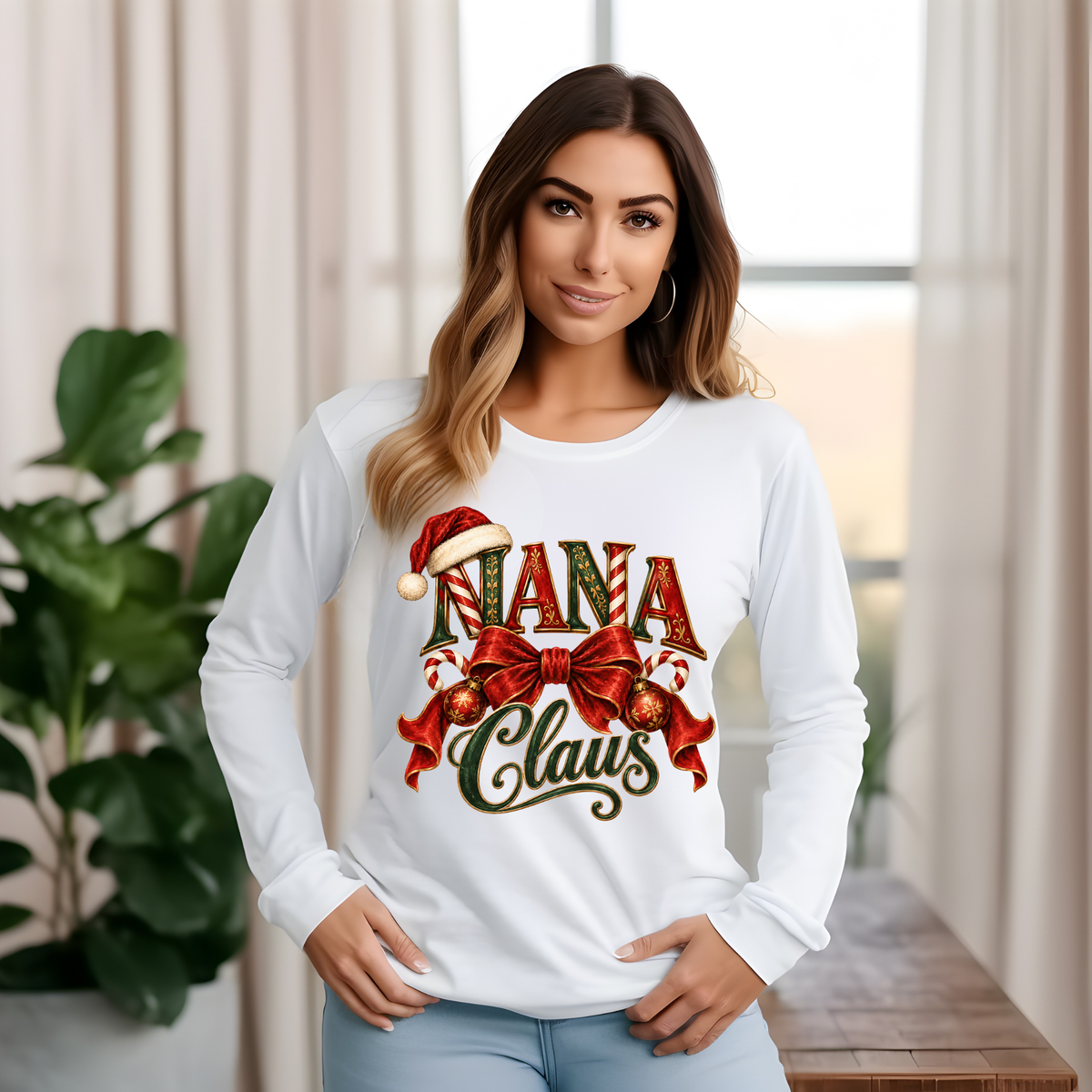 Nana Claus Christmas Shirt - Vintage "NANA Claus" Christmas Apparel, Short - Long Sleeve & Crewneck Sweater