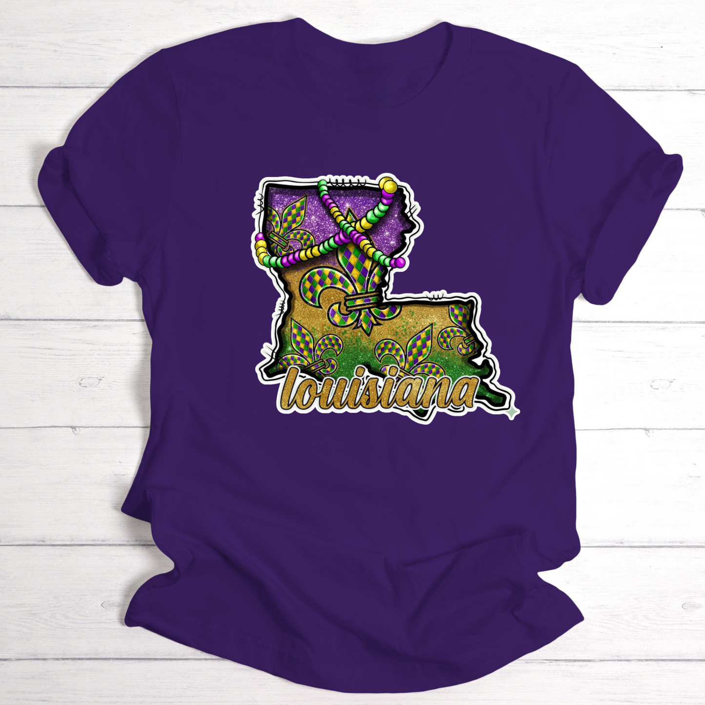 Louisiana State Mardi Gras Shirt - Festive New Orleans Carnival Vibes Tee - Fat Tuesday Tshirt