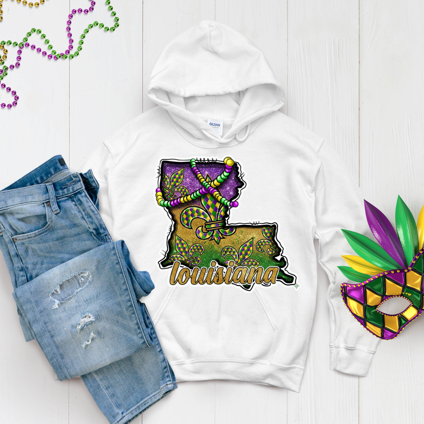 Louisiana State Mardi Gras Shirt - Festive New Orleans Carnival Vibes Tee - Fat Tuesday Tshirt