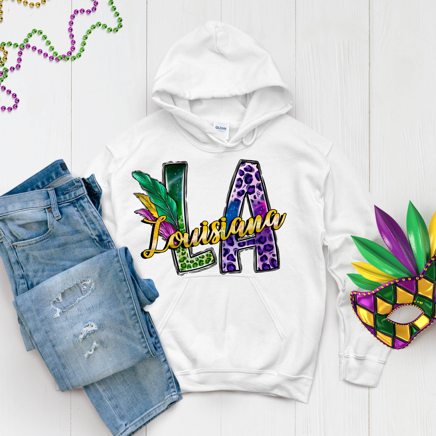 Mardi Gras Shirt -  Louisiana Doodle Mardi Gras Tee, Sweater, or Hoodie