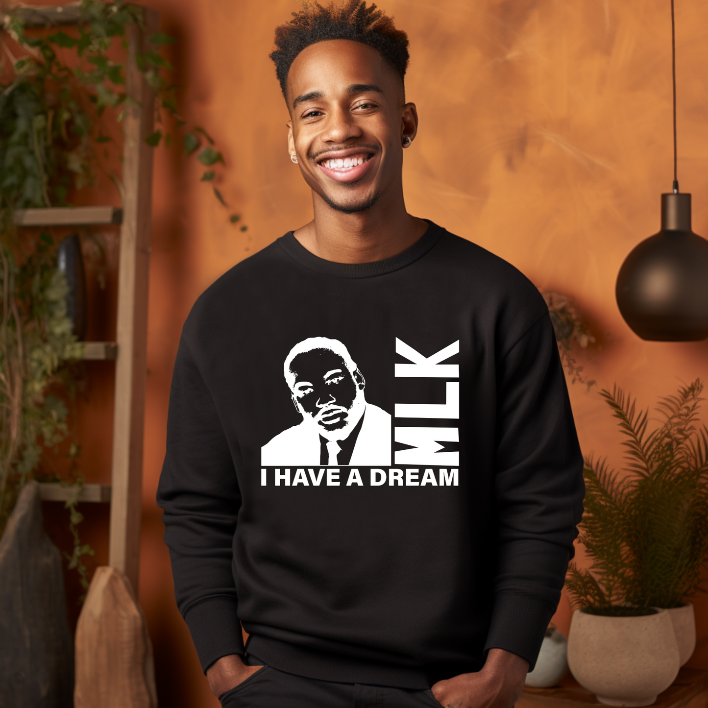MLK Tribute sweater: MLK I have a dream black crewneck sweatshirt sweater perfect for wearing to MLK Black History Parades and MLK Birthday celebrations to showcase black pride and appreciation for the civil rights movement