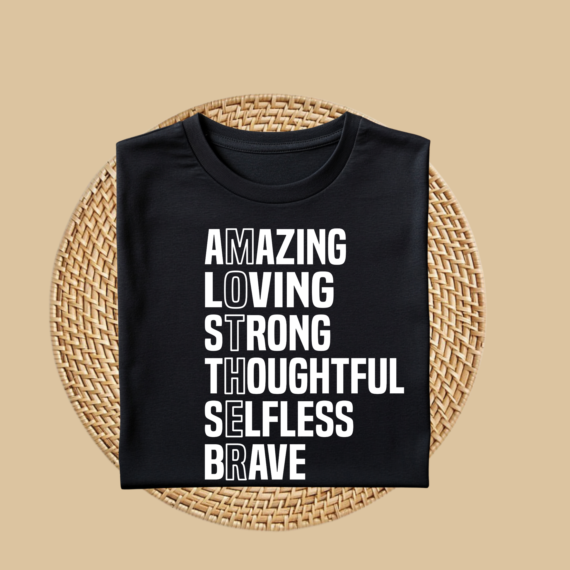 MOM Shirt - Mother Graphic Tee a Tribute to Strength Tee - black flat graphic tee