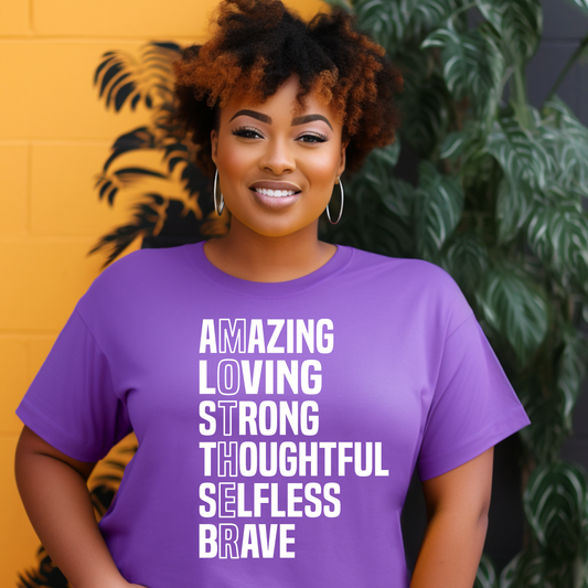MOM Shirt - Mother Graphic Tee a Tribute to Strength Tee - purple graphic tee 