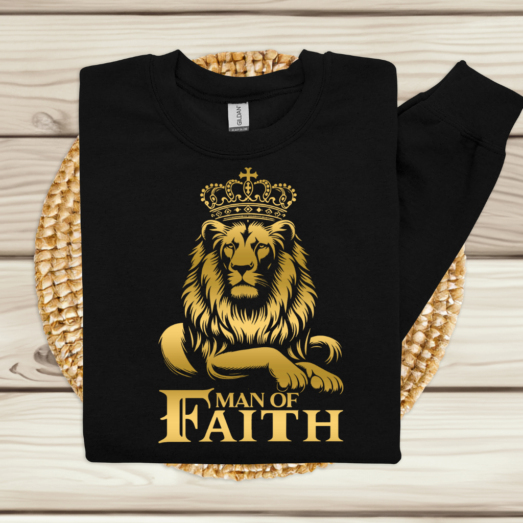 Man of Faith Sweater, Christian Faith Apparel, Lion of Judah, Religious Apparel, Man of Faith Sweatshirt, Spiritual Clothing, Man's Christian Faith Sweatshirt, Christ Centered Sweatshirt