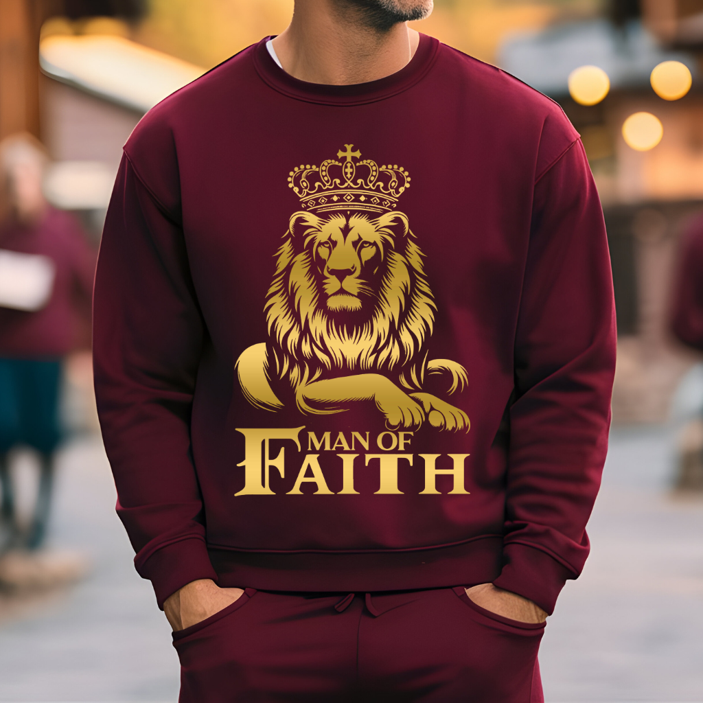 Man of Faith Sweater, Christian Faith Apparel, Lion of Judah, Religious Apparel, Man of Faith Sweatshirt, Spiritual Clothing, Man's Christian Faith Sweatshirt, Christ Centered Sweatshirt