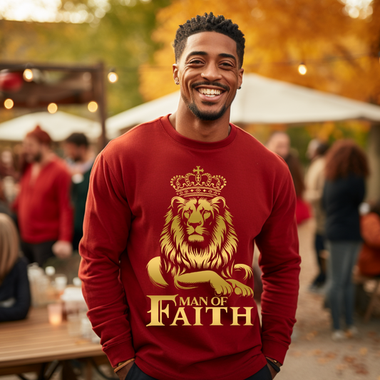Man of Faith Sweater, Christian Faith Apparel, Lion of Judah, Religious Apparel, Man of Faith Sweatshirt, Spiritual Clothing, Man's Christian Faith Sweatshirt, Christ Centered Sweatshirt