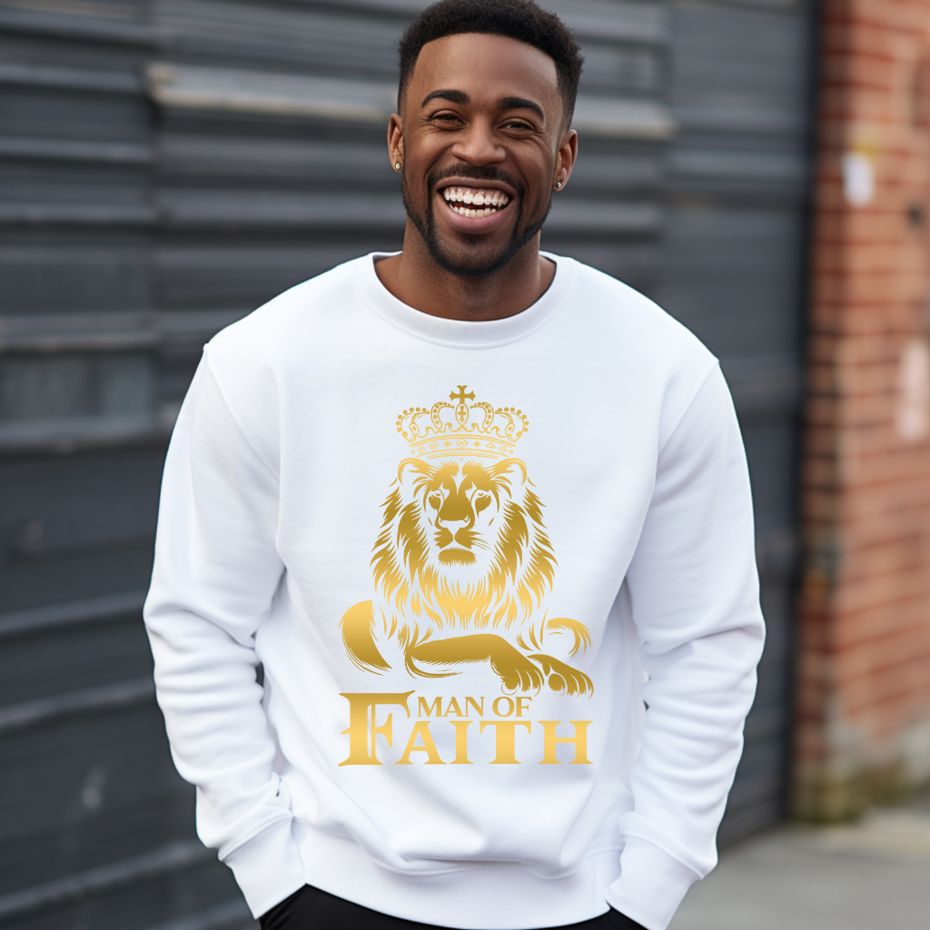 Man of Faith Sweater, Christian Faith Apparel, Lion of Judah, Religious Apparel, Man of Faith Sweatshirt, Spiritual Clothing, Man's Christian Faith Sweatshirt, Christ Centered Sweatshirt