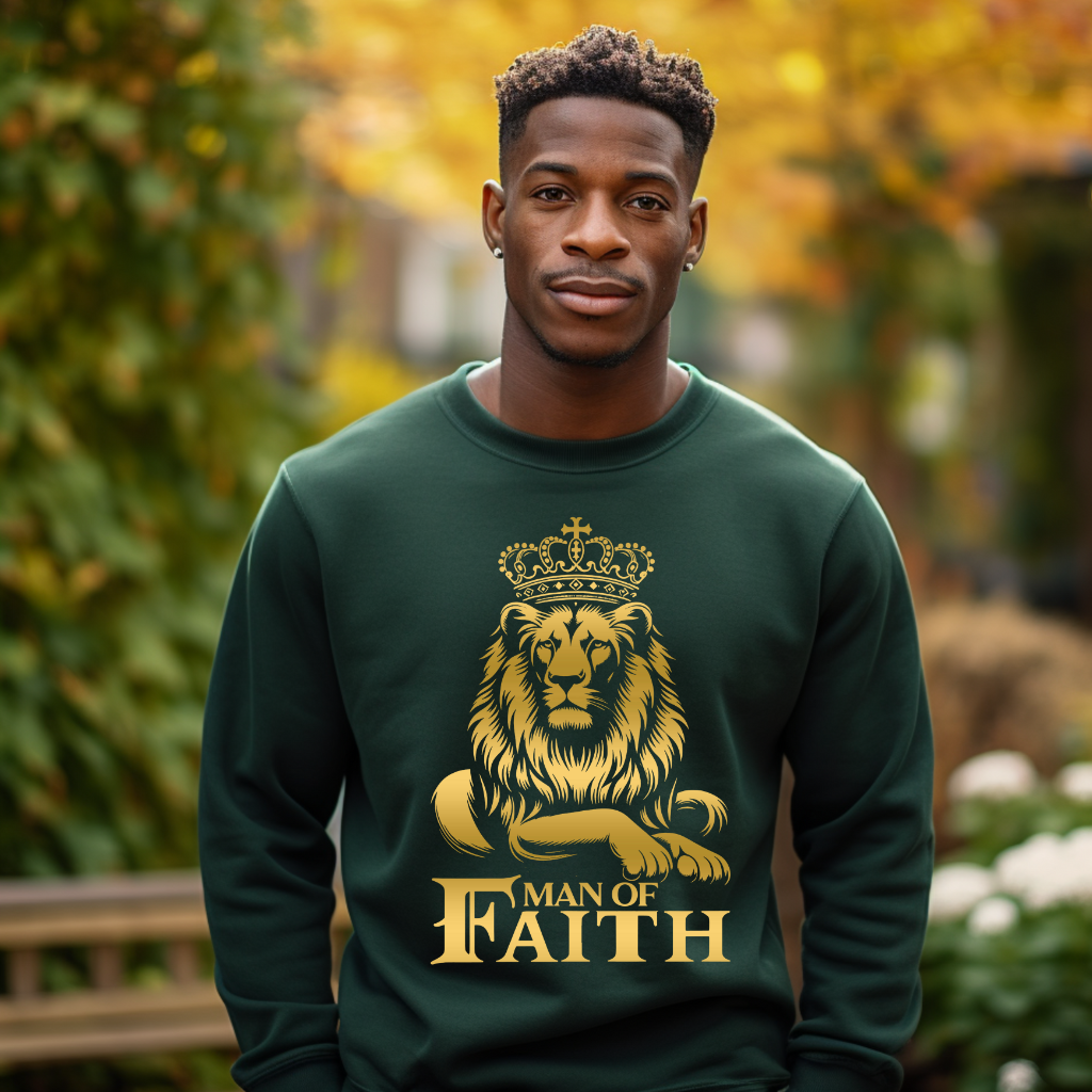 Man of Faith Sweater, Christian Faith Apparel, Lion of Judah, Religious Apparel, Man of Faith Sweatshirt, Spiritual Clothing, Man's Christian Faith Sweatshirt, Christ Centered Sweatshirt