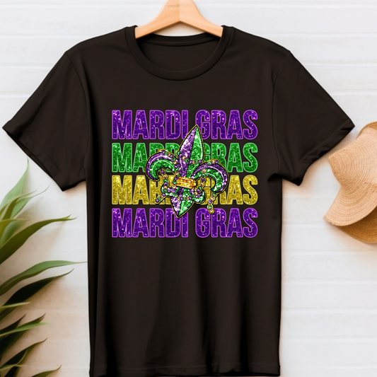 Mardi Gras Shirt - Mardi Gras Fleur de Lis T-Shirt perfect to wear for parade watching and celebrating the Mardi Gras Carnival Season in black tshirt
