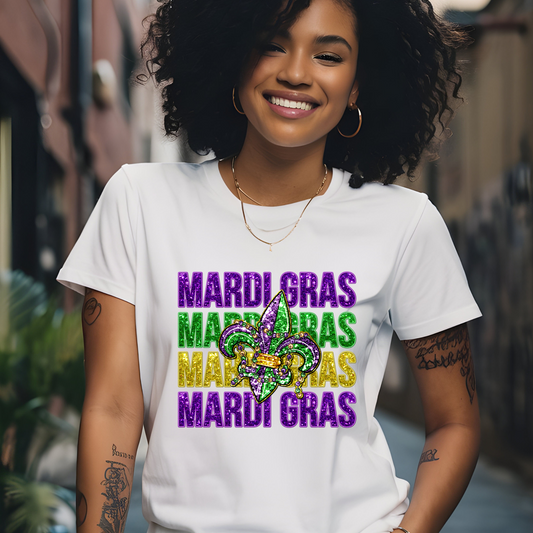 Mardi Gras Shirt - Mardi Gras Fleur de Lis T-Shirt perfect to wear for parade watching and celebrating the Mardi Gras Carnival Season.