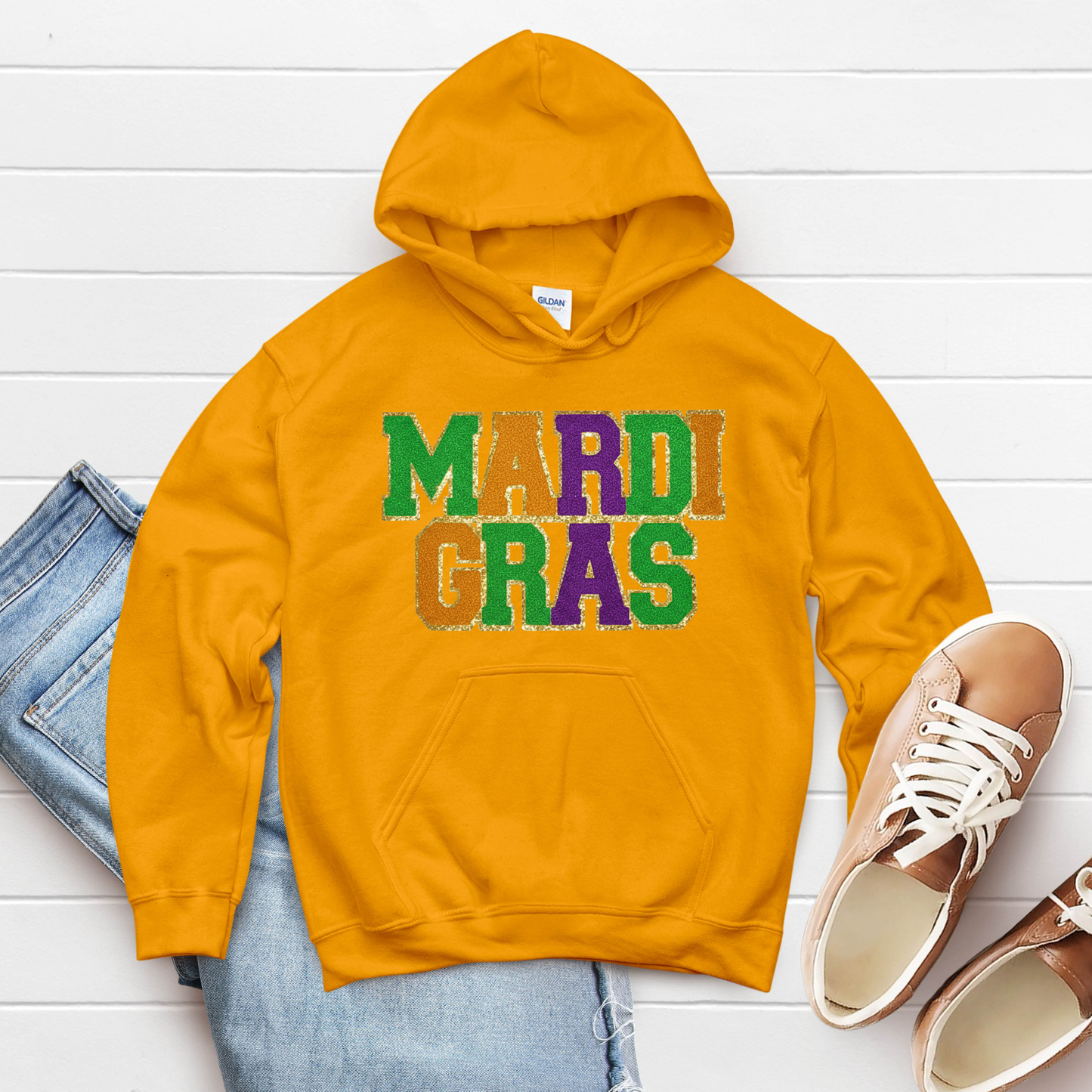 Mardi Gras Chenille Glitter Sweater - Women's Chenille Glitter Patch Sweatshirt!